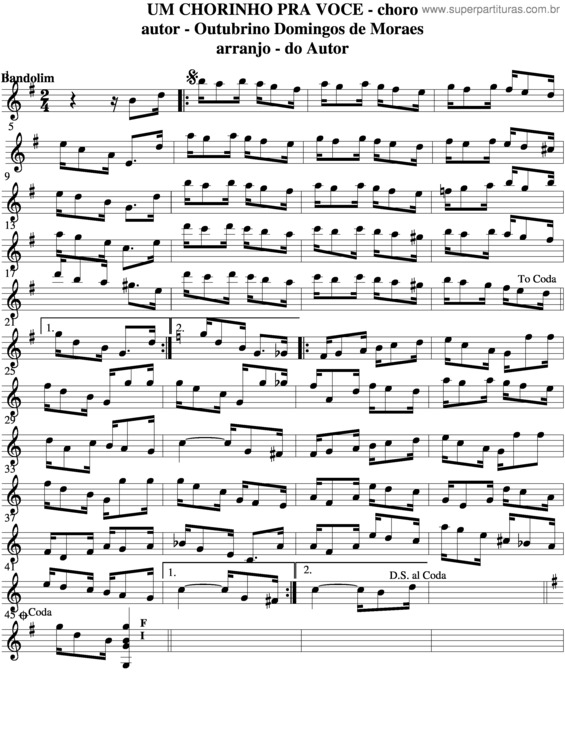 Partitura da música Um Chorinho Pra Você v.7