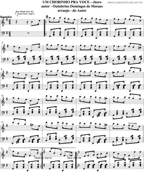 Partitura da música Um Chorinho Pra Você v.8