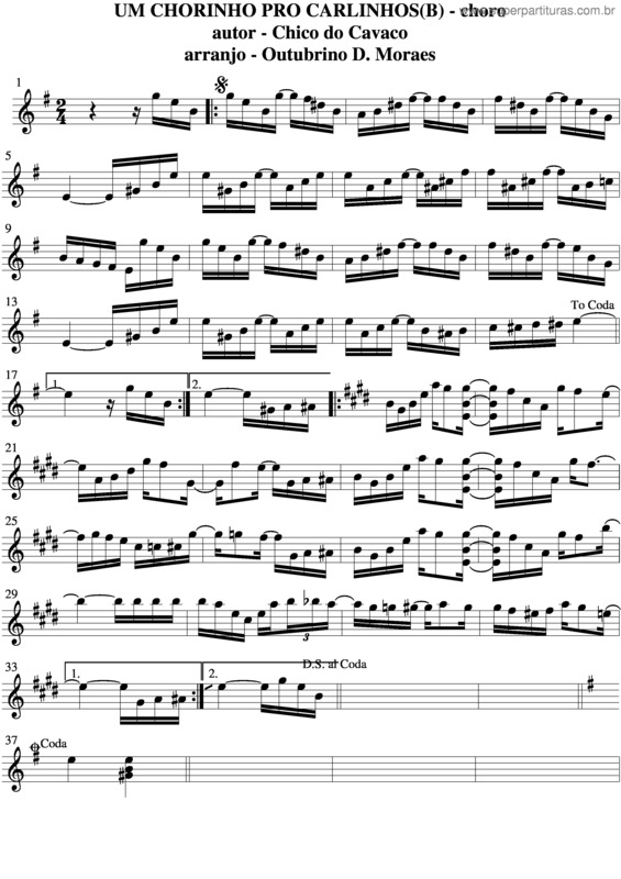 Partitura da música Um Chorinho Pro Carlinhos v.2