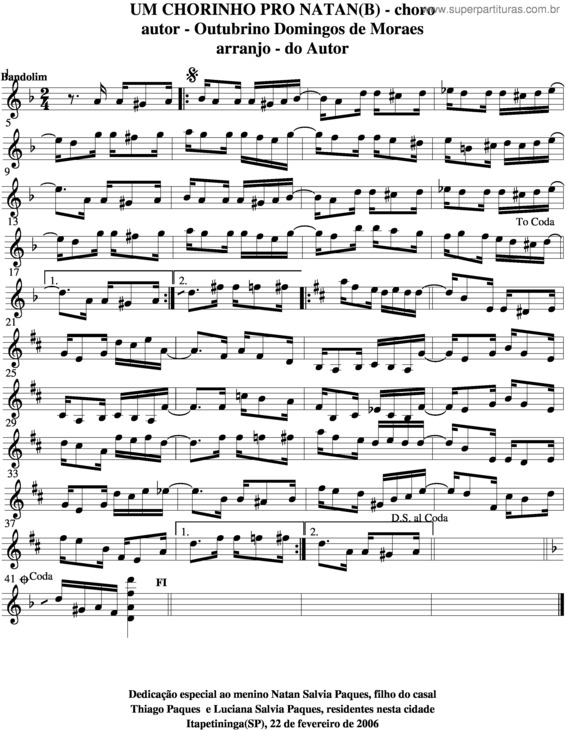 Partitura da música Um Chorinho Pro Natan v.4