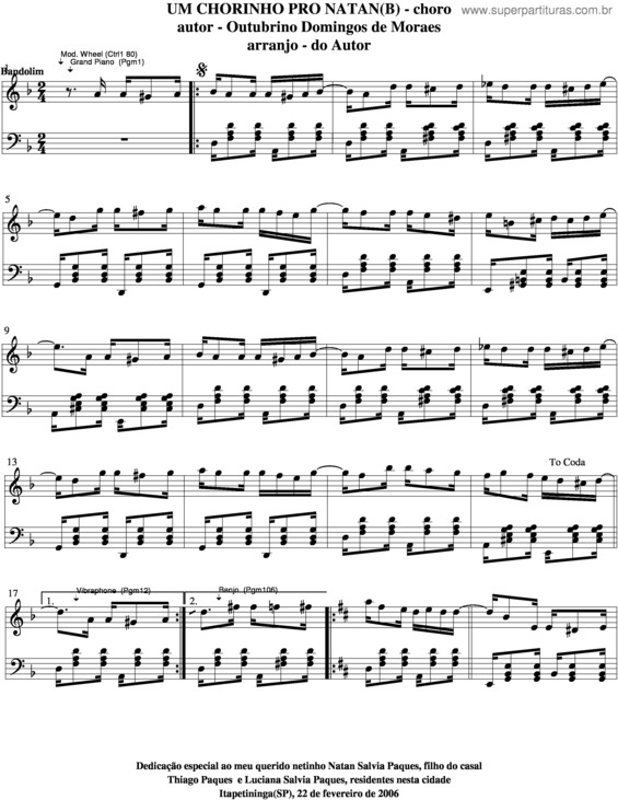 Partitura da música Um Chorinho Pro Natan v.5