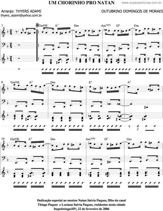 Partitura da música Um Chorinho Pro Natan v.6