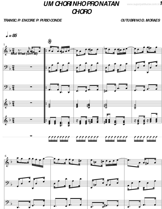 Partitura da música Um Chorinho pro Natan