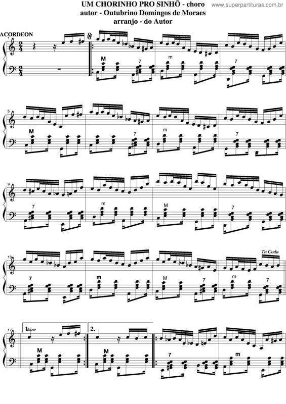 Partitura da música Um Chorinho Pro Sinhô v.2