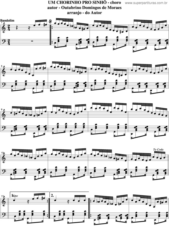 Partitura da música Um Chorinho Pro Sinhô v.4