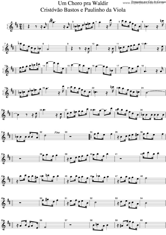 Partitura da música Um Choro Pra Waldir