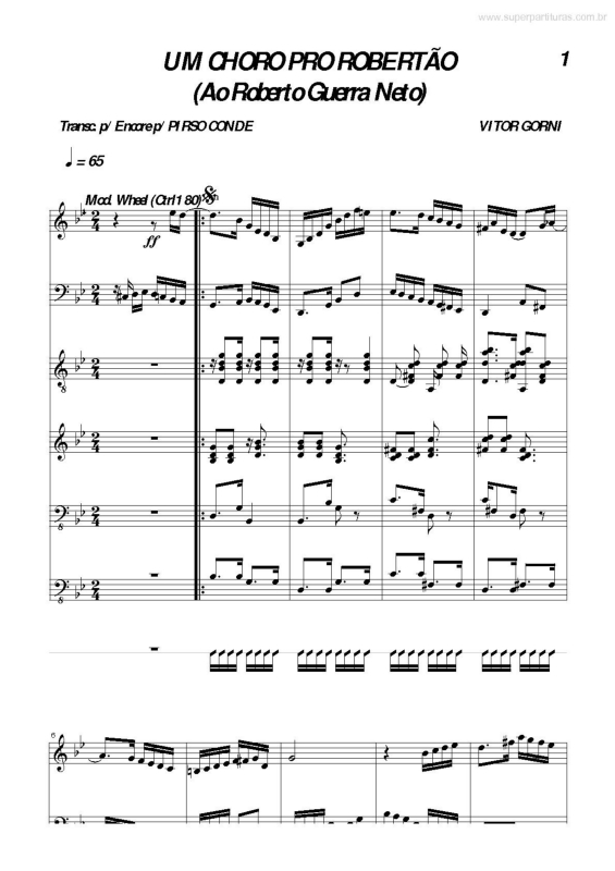 Partitura da música Um Choro pro Robertão