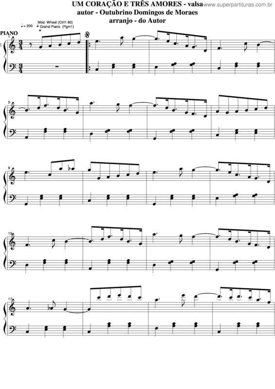 Partitura da música Um Coração E Três Amores v.3