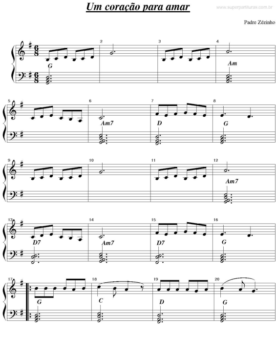 Partitura da música Um Coração Para Amar v.2