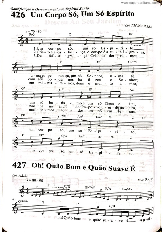 Partitura da música Um Corpo Só,  Um Só Espírito
