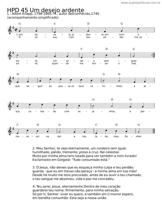 Partitura da música Um Desejo Ardente – Albert Knapp
