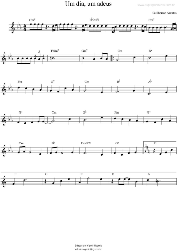 Partitura da música Um di, um adeus