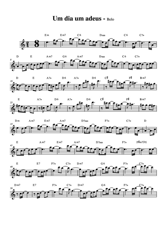 Partitura da música Um Dia, Um Adeus