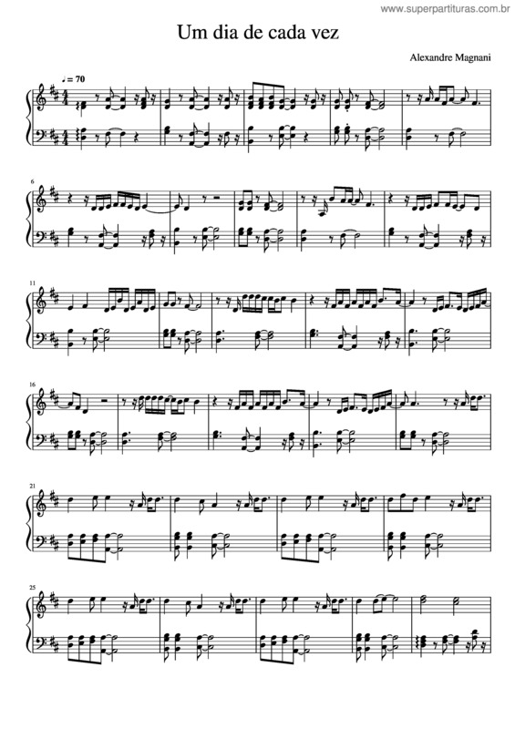 Partitura da música Um Dia De Cada Vez