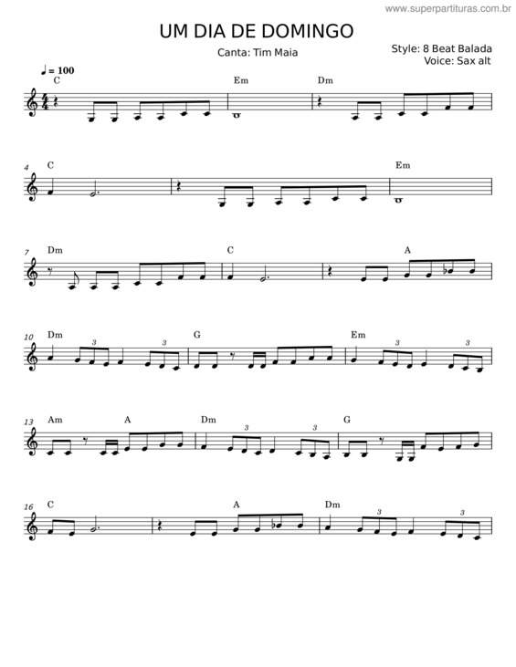 Partitura da música Um Dia De Domingo v.11