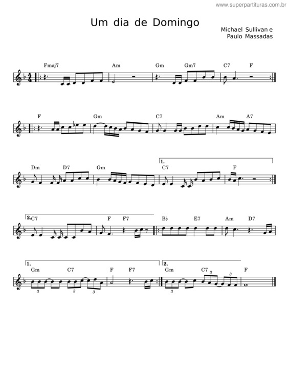 Partitura da música Um Dia De Domingo v.12