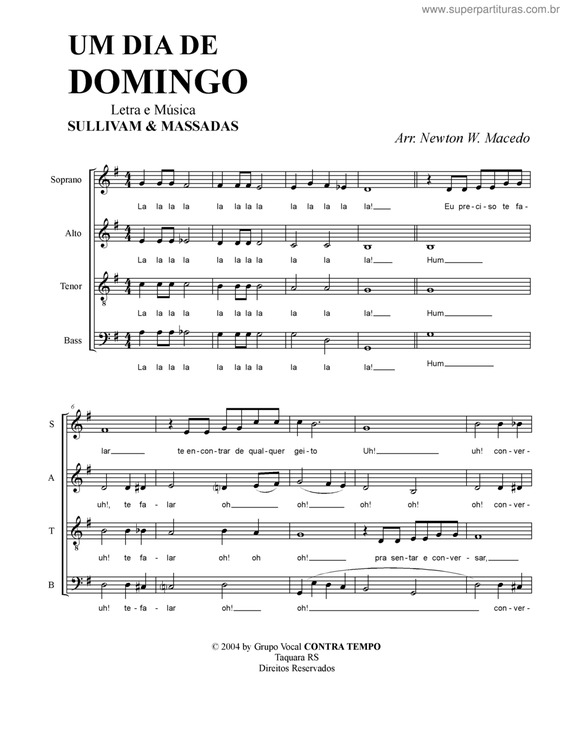 Partitura da música Um Dia De Domingo v.2