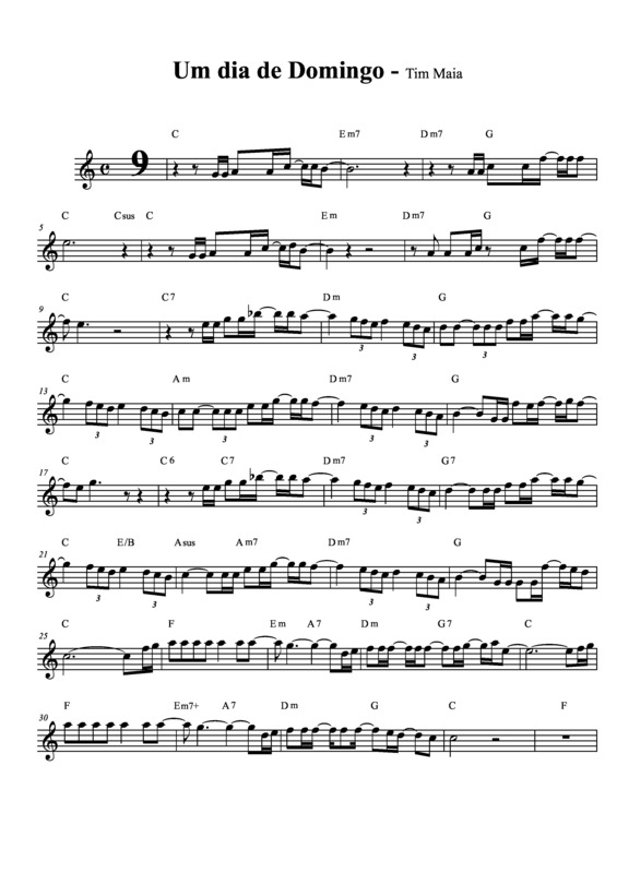 Partitura da música Um Dia de Domingo v.5