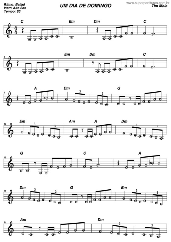 Partitura da música Um Dia De Domingo v.6