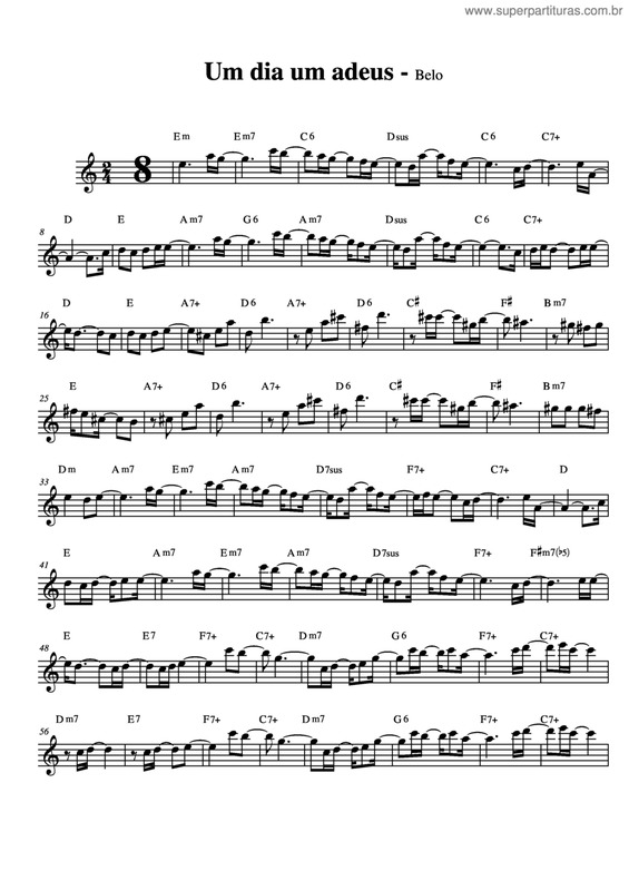 Partitura da música Um Dia Um Adeus v.2