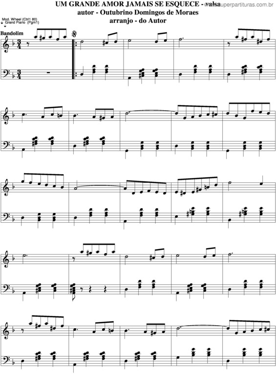 Partitura da música Um Grande Amor Jamais Se Esquece v.3