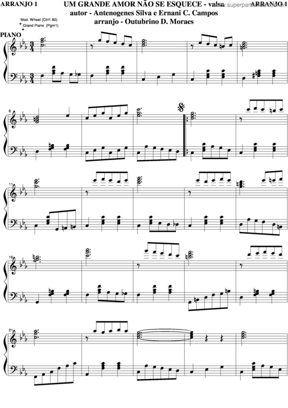 Partitura da música Um Grande Amor Não Se Esquece v.2