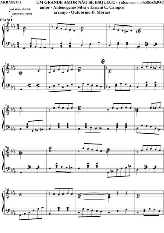 Partitura da música Um Grande Amor Não Se Esquece v.3