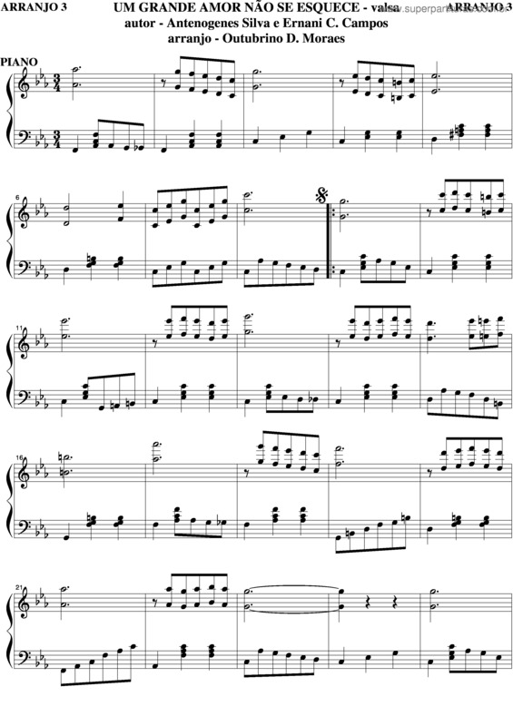 Partitura da música Um Grande Amor Não Se Esquece v.4