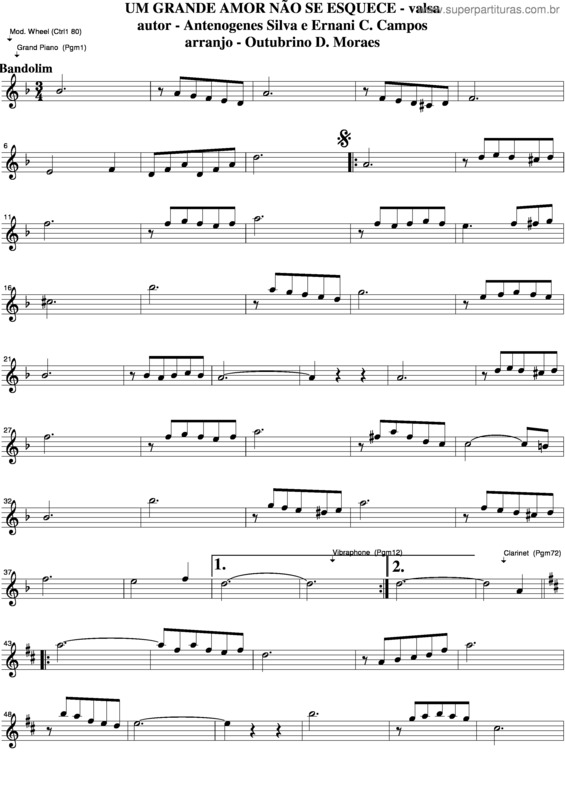 Partitura da música Um Grande Amor Não Se Esquece v.5