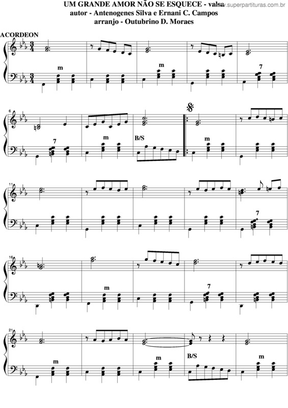 Partitura da música Um Grande Amor Não Se Esquece