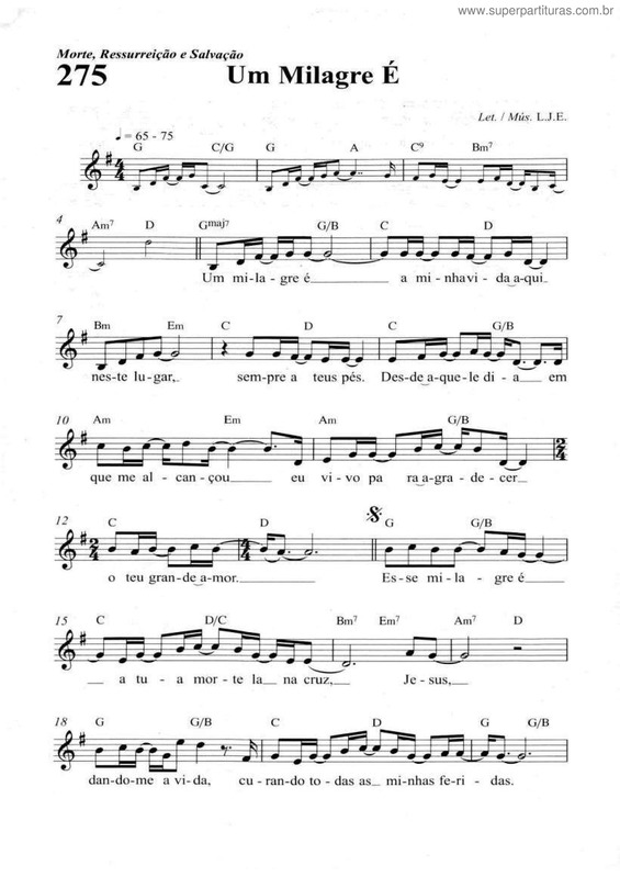 Partitura da música Um Milagre É