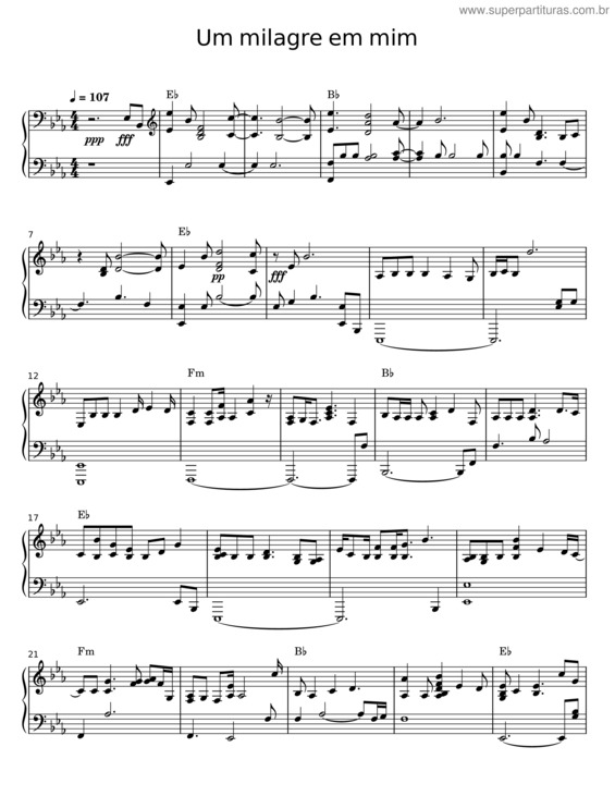 Partitura da música Um Milagre Em Mim