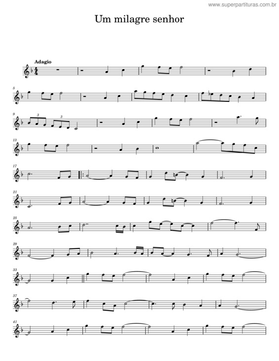 Partitura da música Um Milagre Senhor