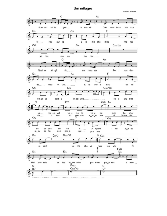 Partitura da música Um Milagre