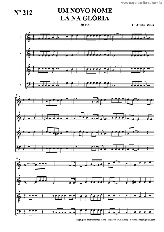 Partitura da música Um Novo Nome Lá Na Glória v.2