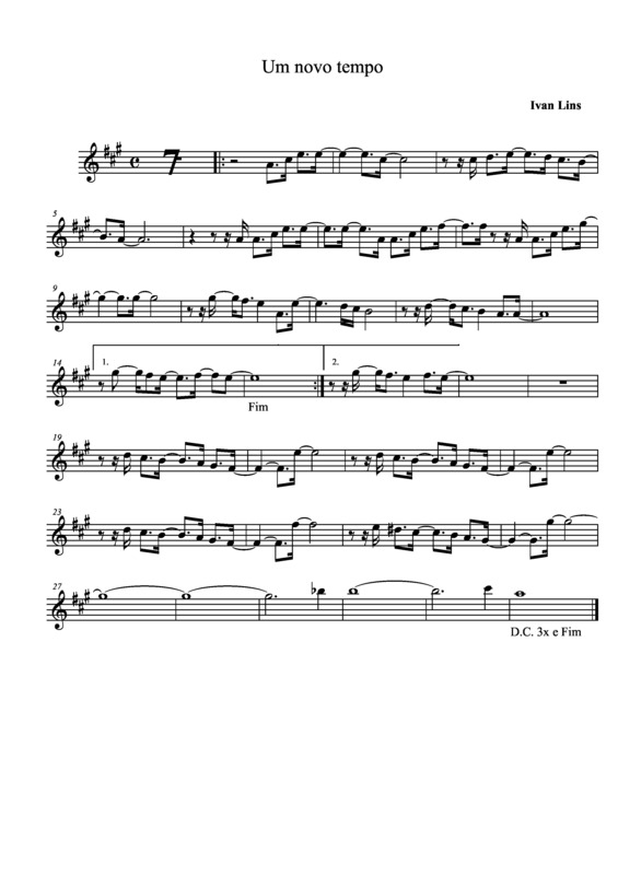 Partitura da música Um Novo Tempo v.2