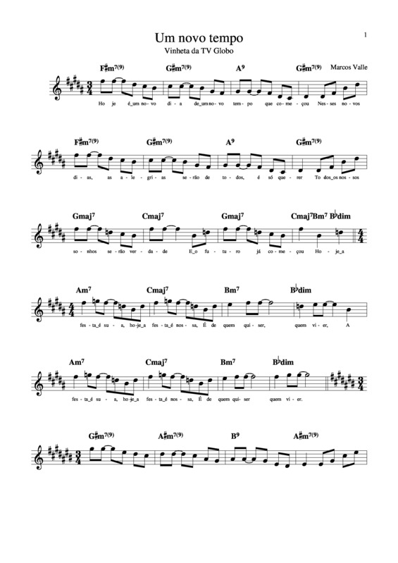 Partitura da música Um Novo Tempo v.4