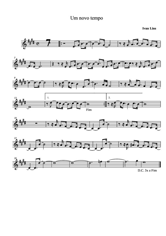 Partitura da música Um Novo Tempo