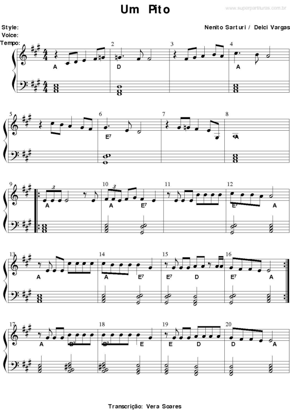 Partitura da música Um Pito