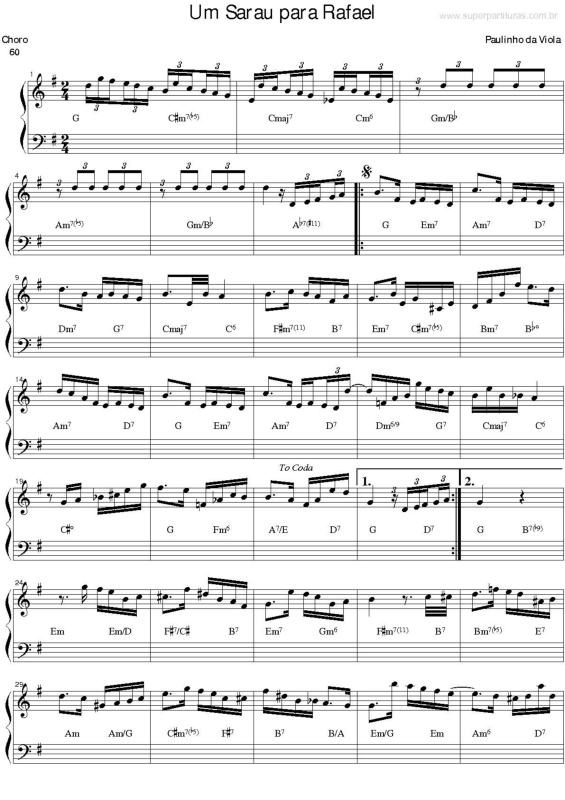 Partitura da música Um Sarau Para Rafael