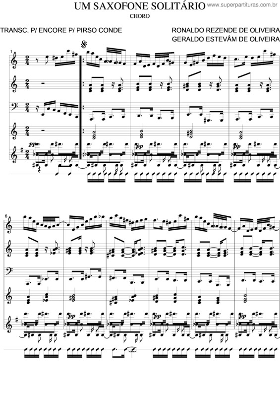 Partitura da música Um Saxofone Solitário v.2