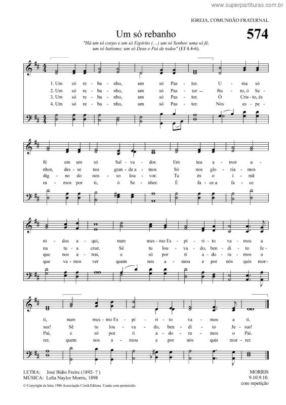 Partitura da música Um Só Rebanho - 574 HCC v.2