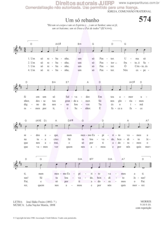 Partitura da música Um Só Rebanho - 574 HCC