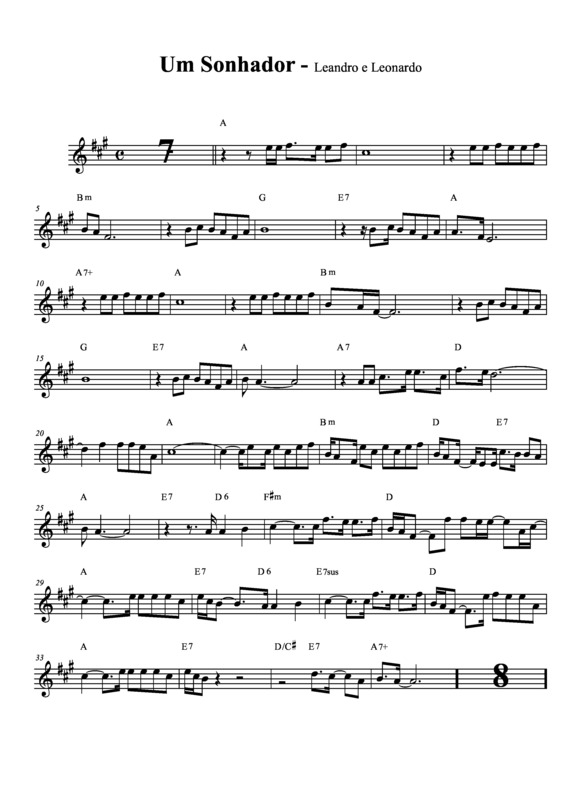 Partitura da música Um Sonhador v.2