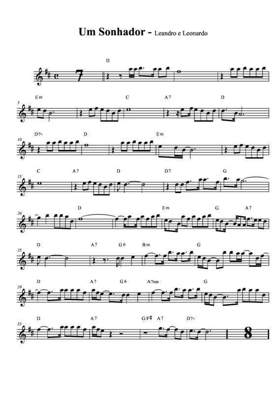 Partitura da música Um Sonhador v.3