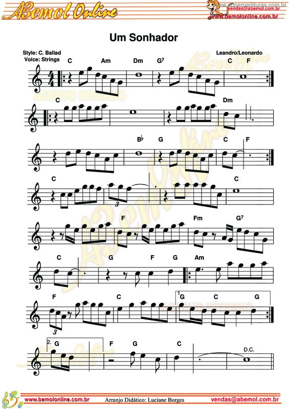 Partitura da música Um Sonhador v.4