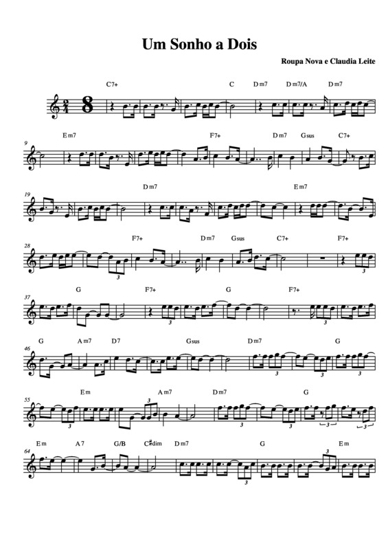 Partitura da música Um Sonho a Dois