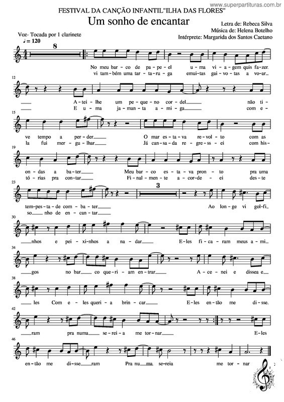 Partitura da música Um Sonho De Encantar–Voz