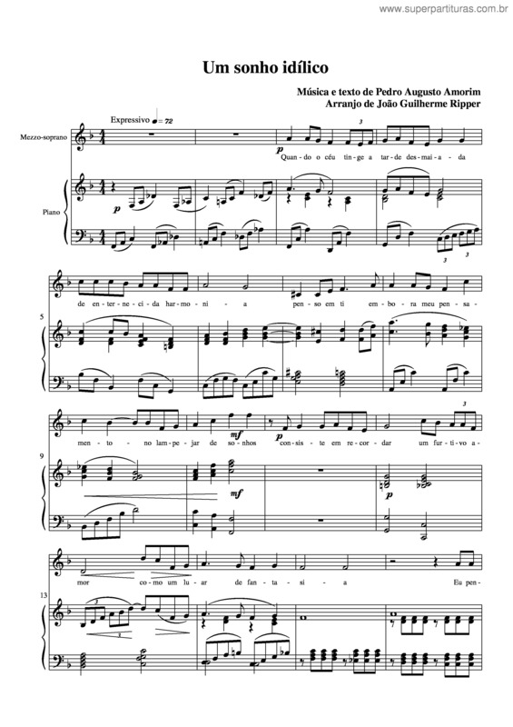 Partitura da música Um sonho idílico