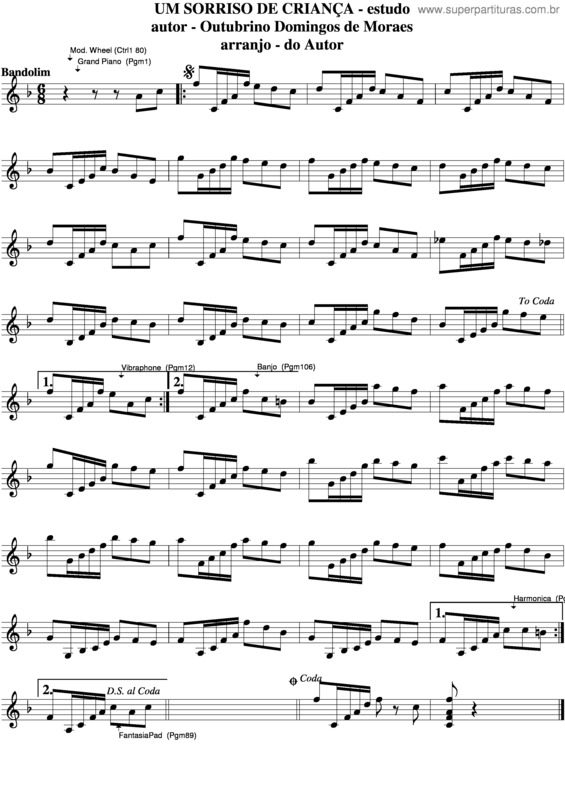 Partitura da música Um Sorriso De Criança v.2